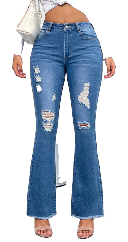 High Waisted Ripped Jeans For Women