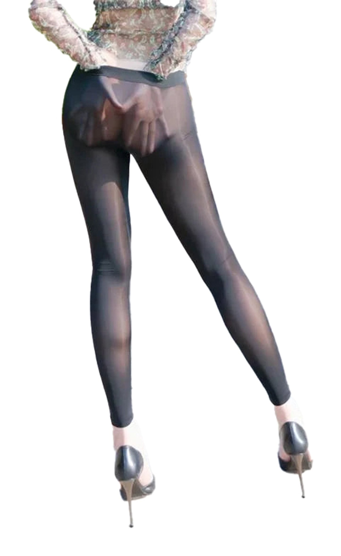 Sheer High Waist Pencil Pants Leggings