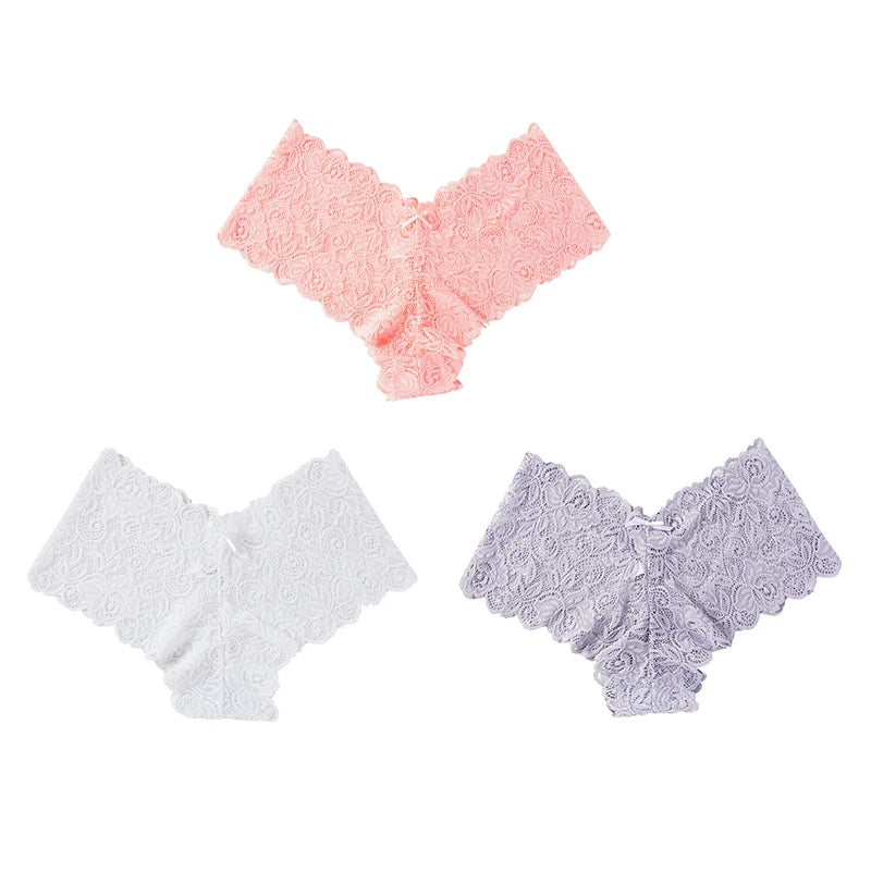 Sexy Floral Lace Low - Rise Briefs Soft Lingerie