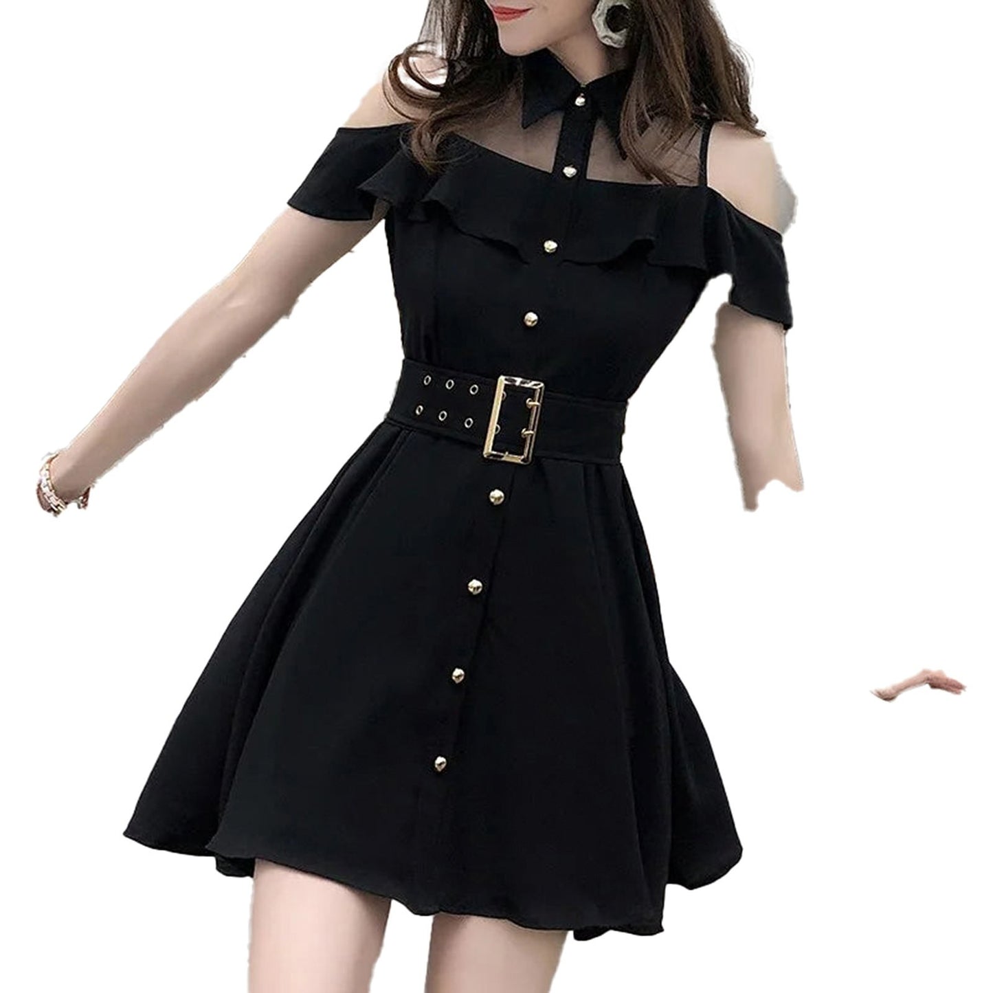 Black Halter Mini Dress For Women