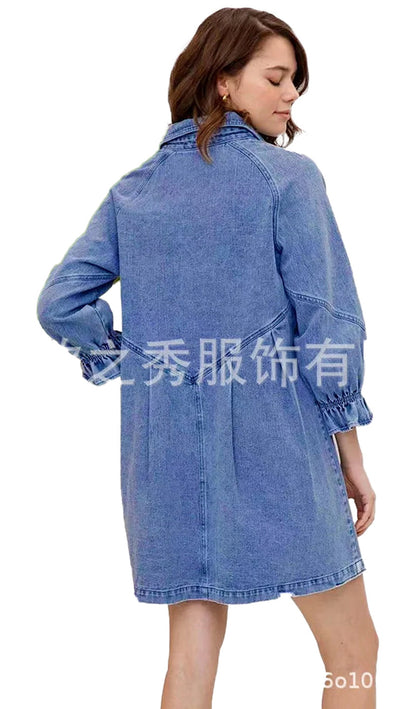 Pink Denim Dress For Women Trendy Style