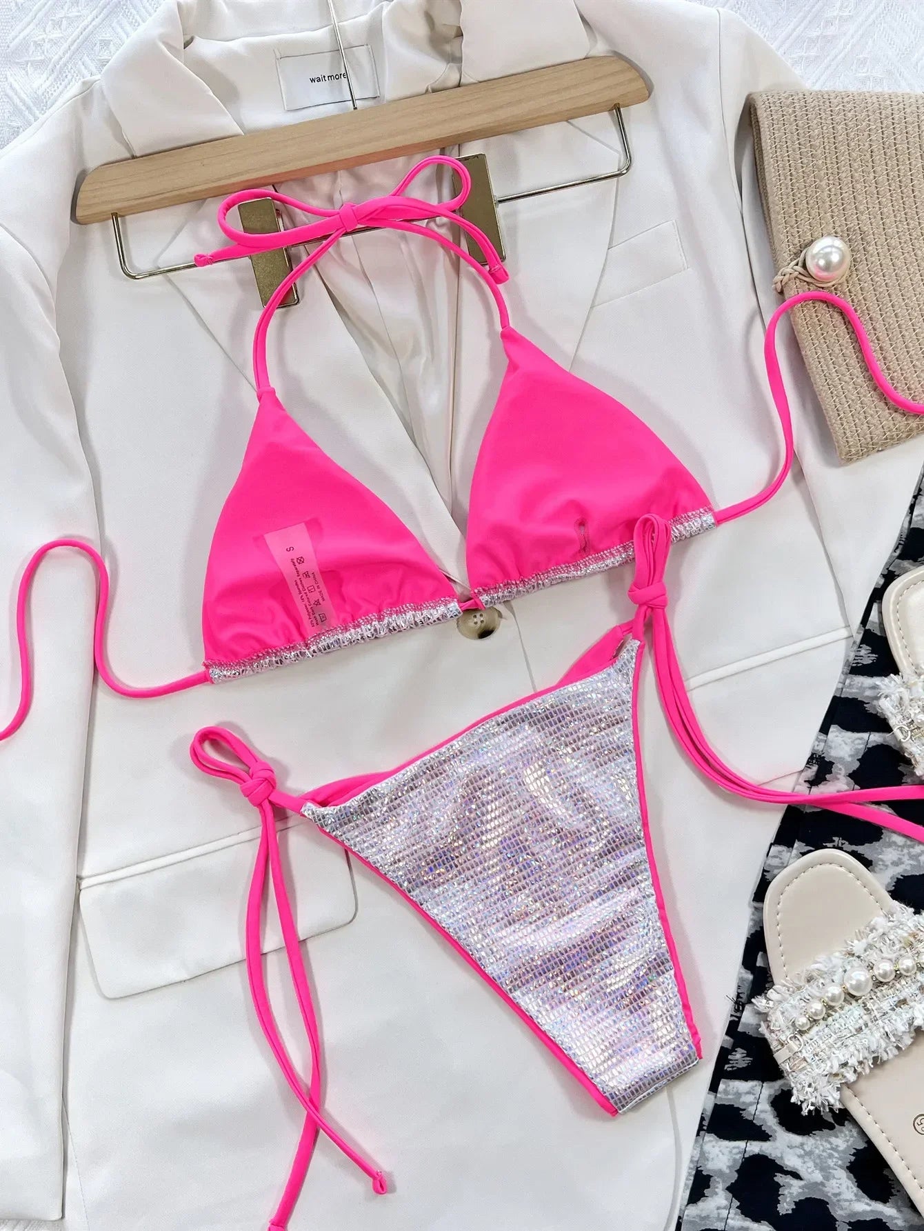 Triangle Bikini in Shimmering White