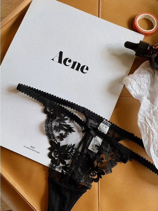 Back View of French Lace Christmas Tanga - Size S-XL