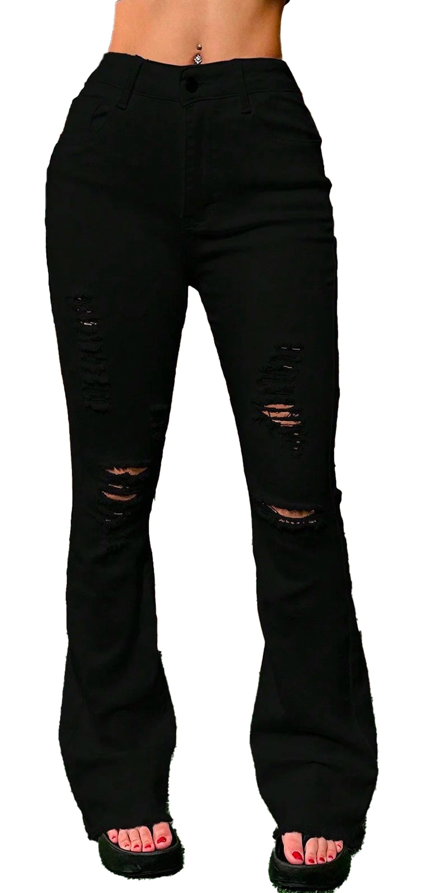 High Waisted Ripped Jeans For Women