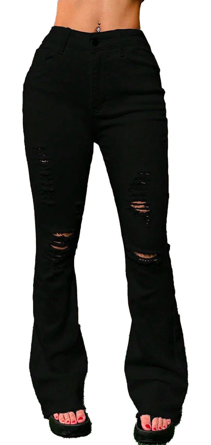 High Waisted Ripped Jeans For Women