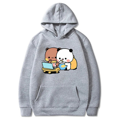 Lifestyle Image of Cute Cartoon Panda Hoodie for Couples