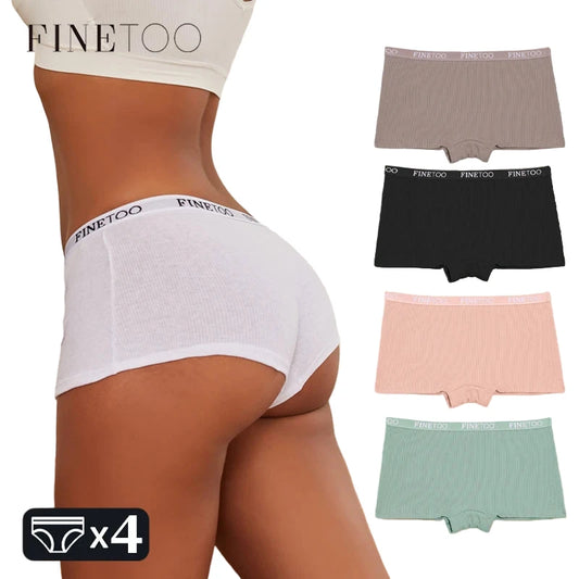 Womens Ribbed Boxer Underwear 4-Pack