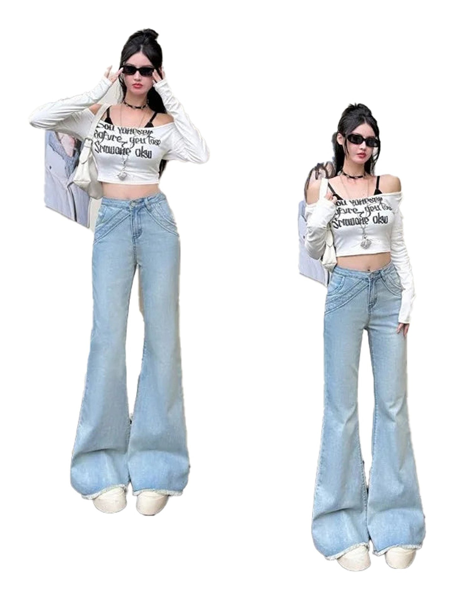 Womens Flared Jeans Retro Style