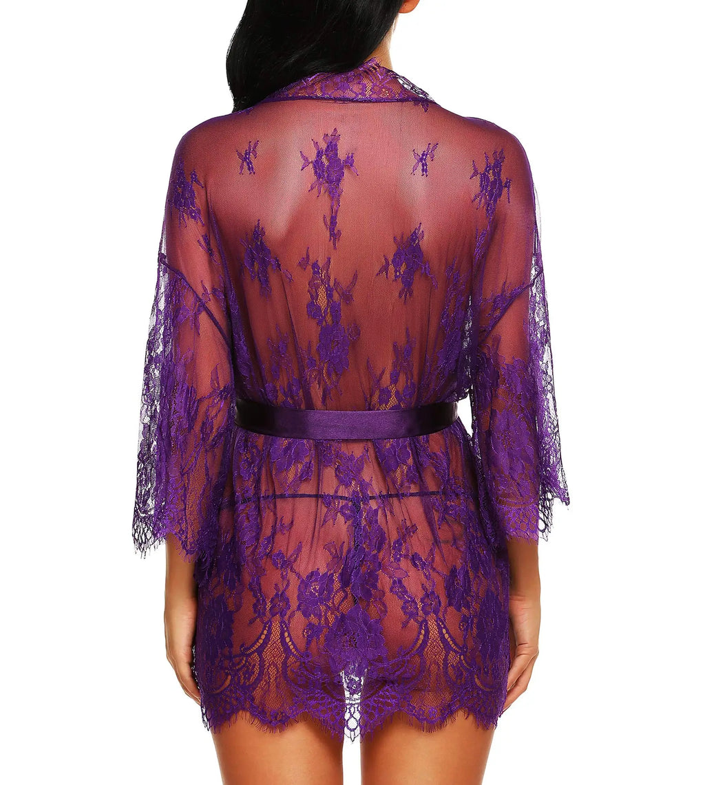 Purple Lace Babydoll Lingerie Set