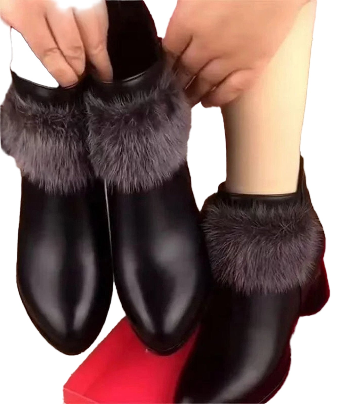 Womens Faux Fur Ankle Boots Trendy Style