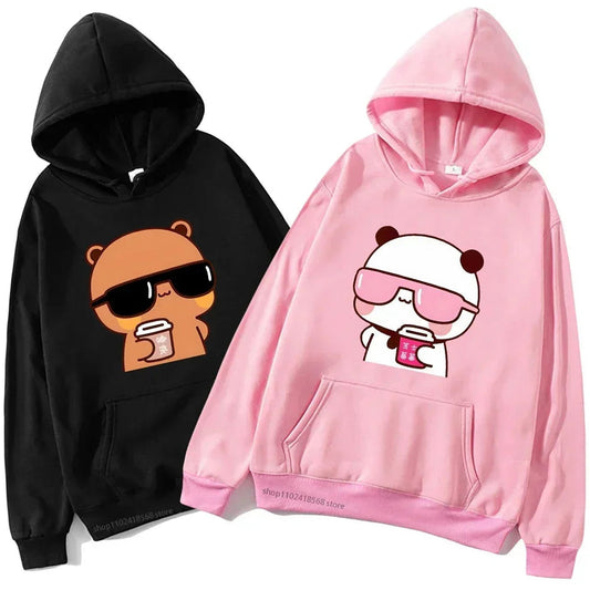 Front View of Kawaii Couple Hoodies - Bubu & Dudu Sweatshirt