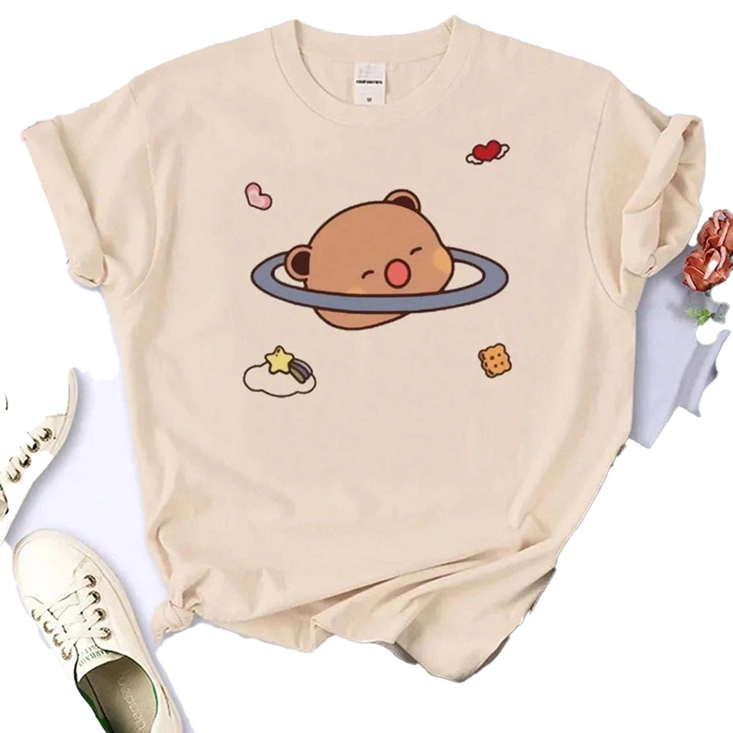 Bubu And Dudu Women's Funny 2000s Style Graphic Top – Side View