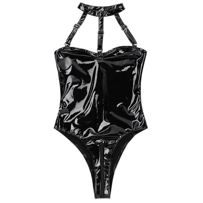 Faux Leather Bodysuit Lingerie For Edgy Style
