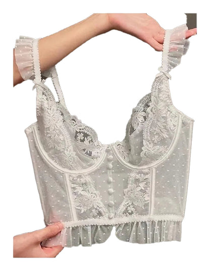 French Lace Christmas Tanga - Close-Up of Lace Detail