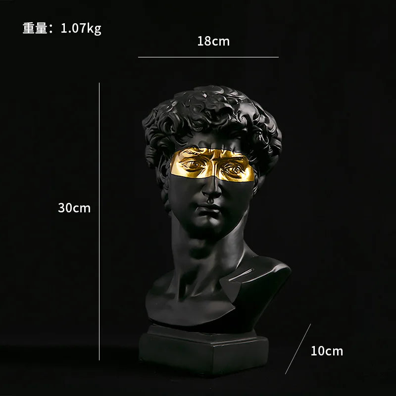 European Modern David Head Resin Art Sculpture