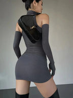 Mini Dress with Cold Shoulder Detail