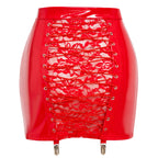 Red Mini Skirt with Zipper Detail
