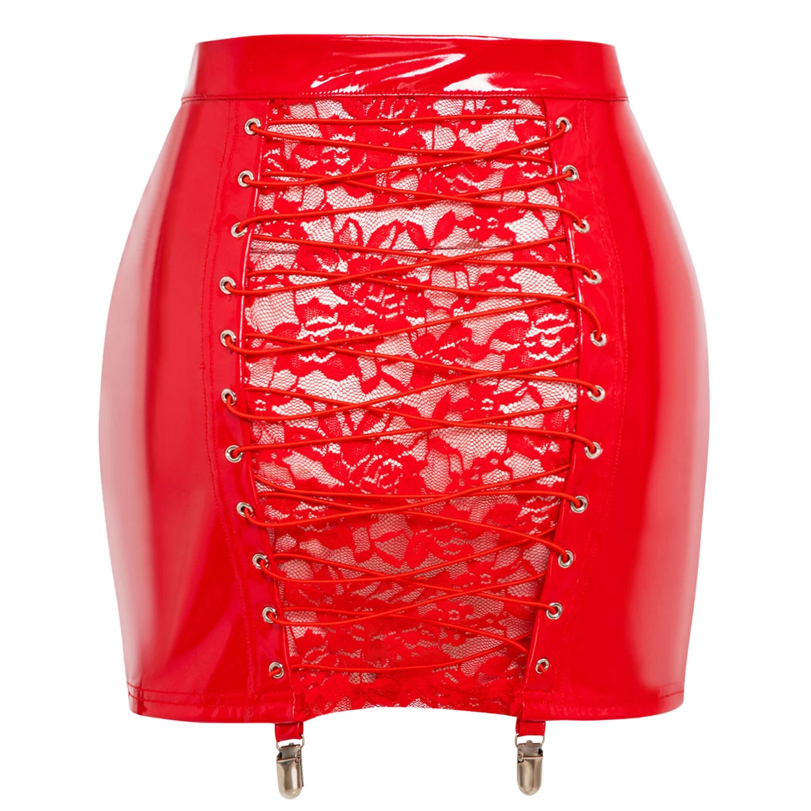 Red Mini Skirt with Zipper Detail