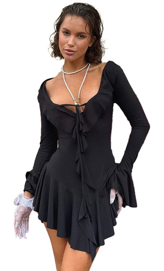 White Ruffled Mini Dress For Women