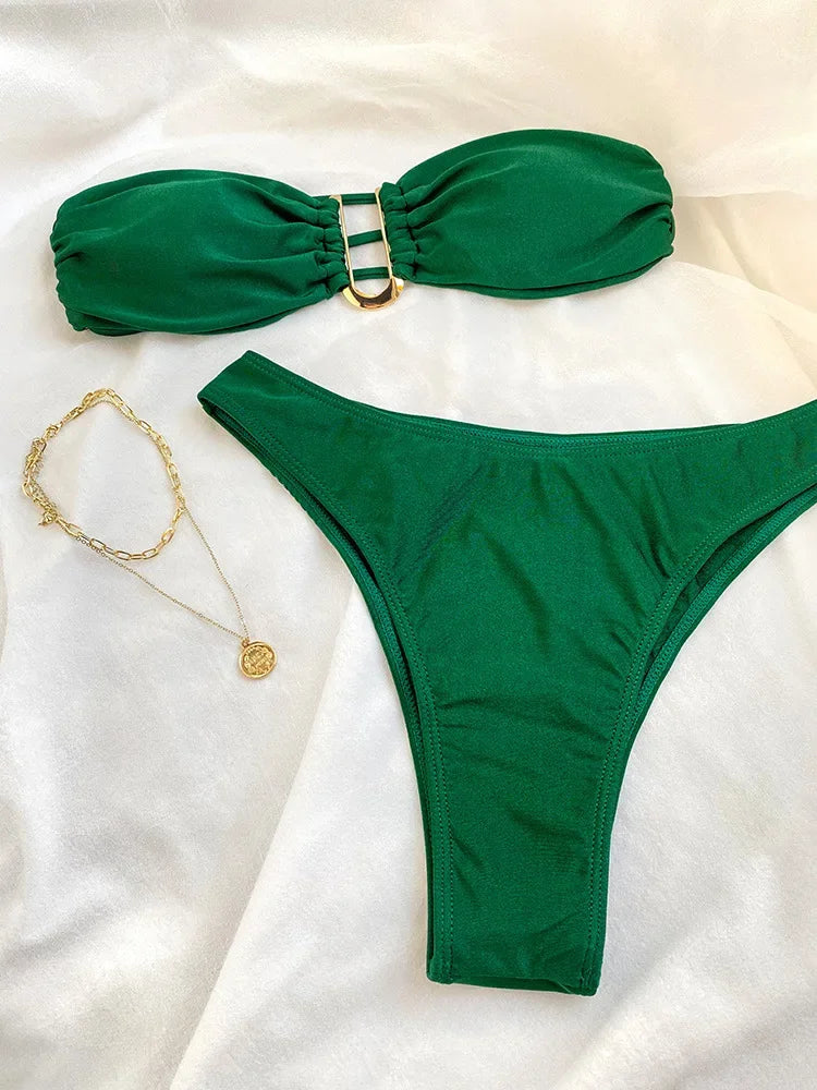 Bikini: Trendy High-Waisted Two-Piece