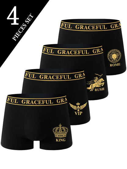 Mens Black Boxer Briefs Set 4 Pieces