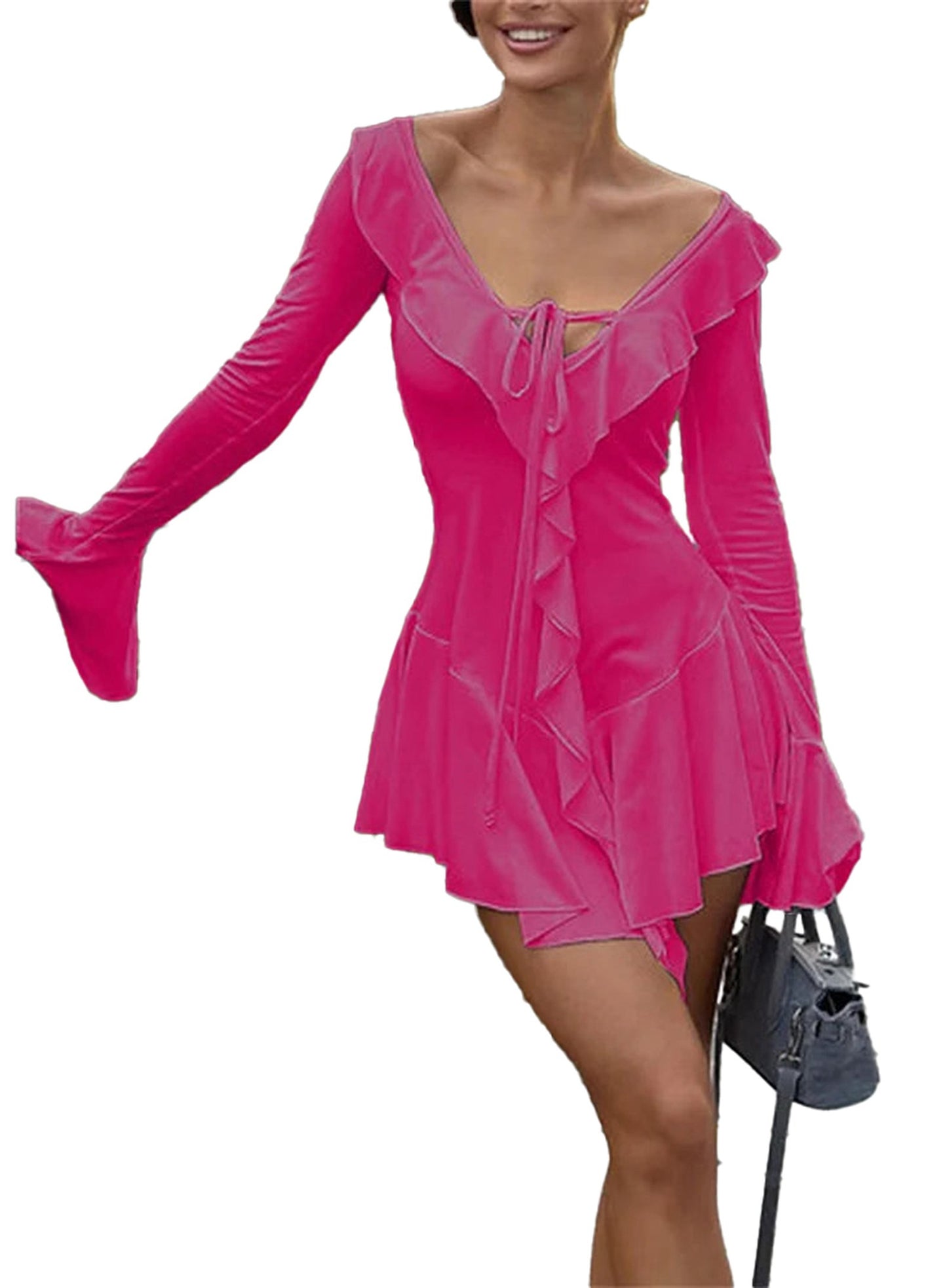 White Ruffled Mini Dress For Women