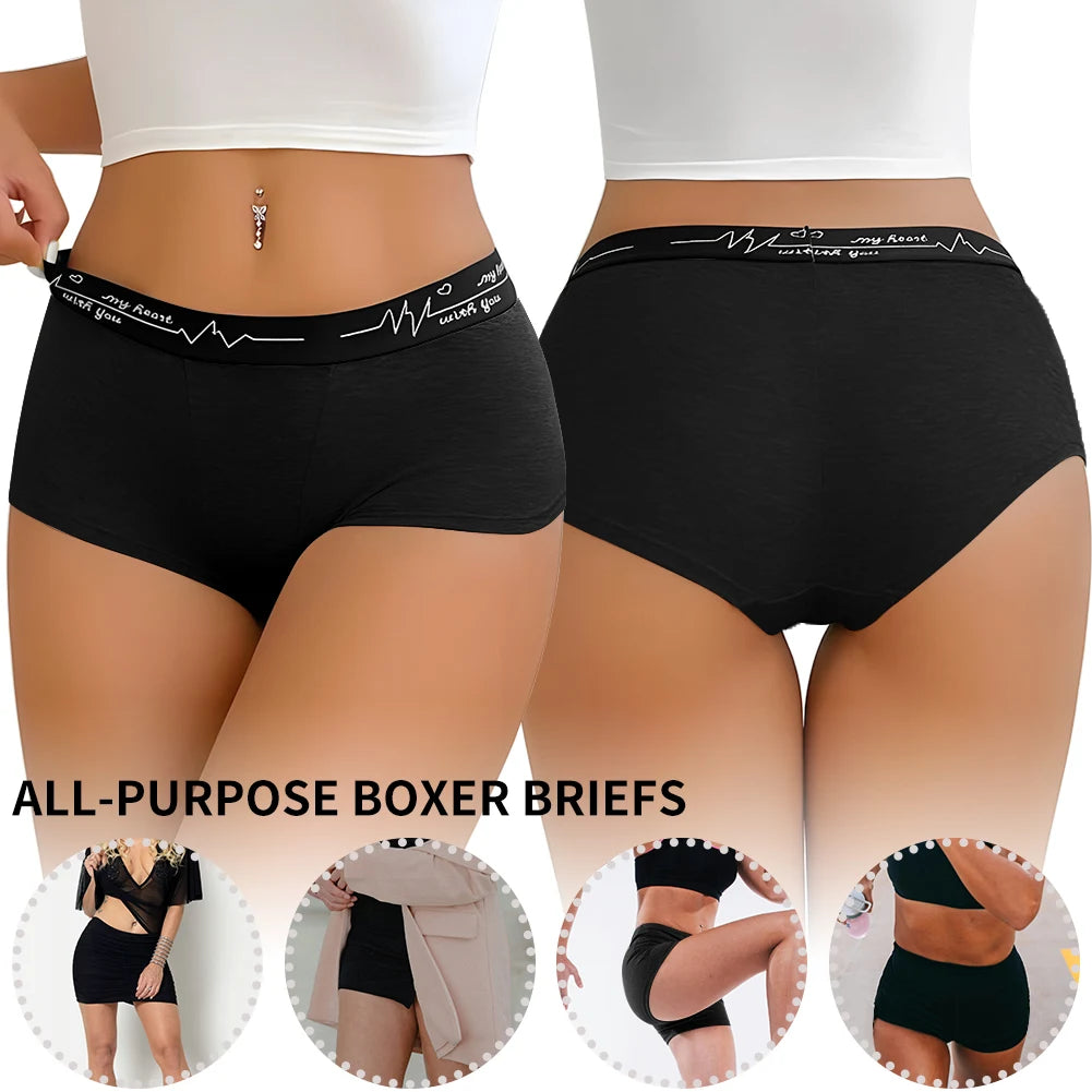 Womens Solid Color Boxer Briefs Set