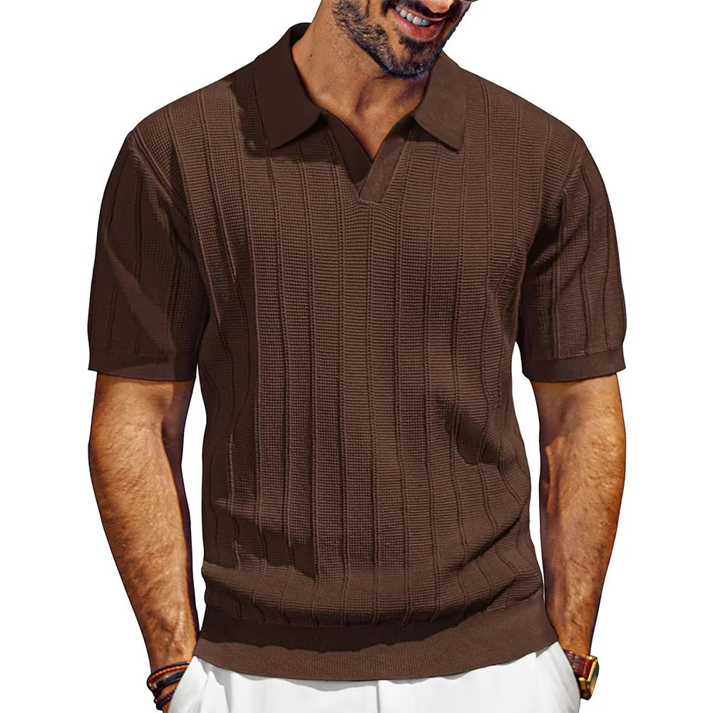 Mens Casual Knitted Polo Shirt Stylish Fit
