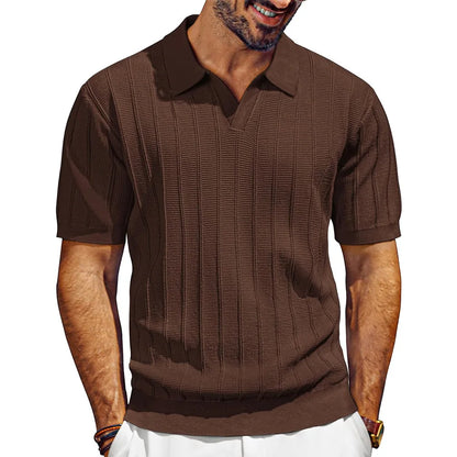 Mens Casual Knitted Polo Shirt Stylish Fit