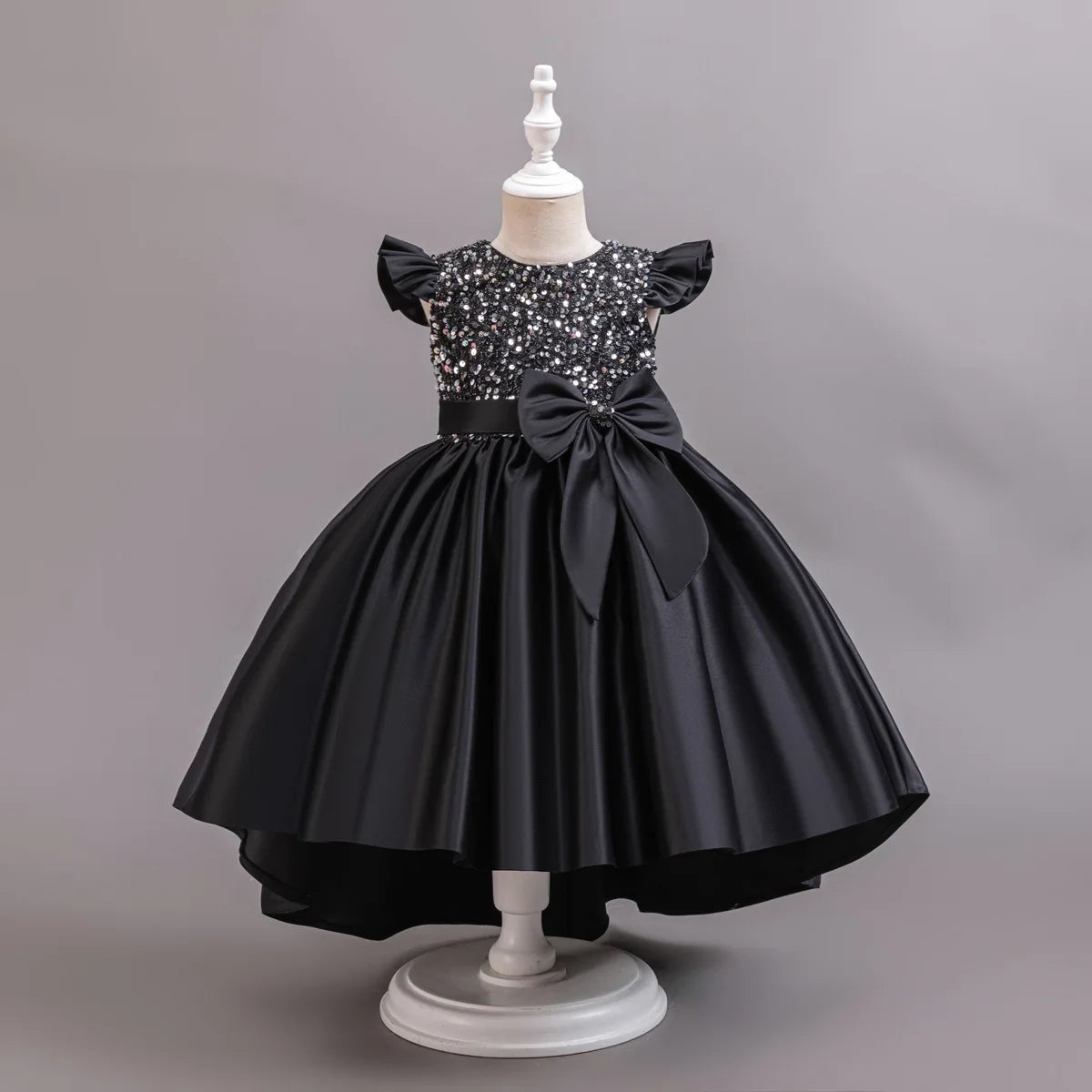 Black Gown Flying Sleeve Sequins Trailing Princess Dress