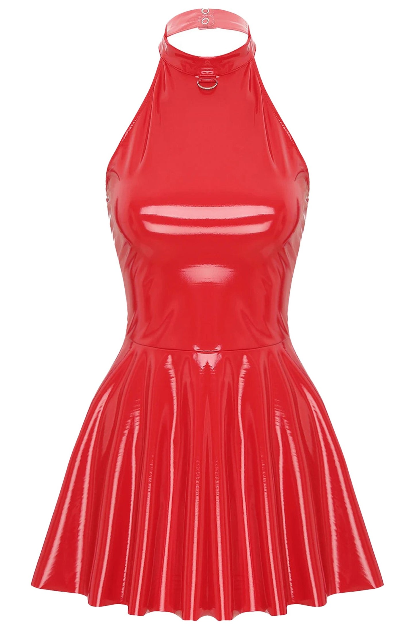 Glossy Patent Leather Mini Dress Swing