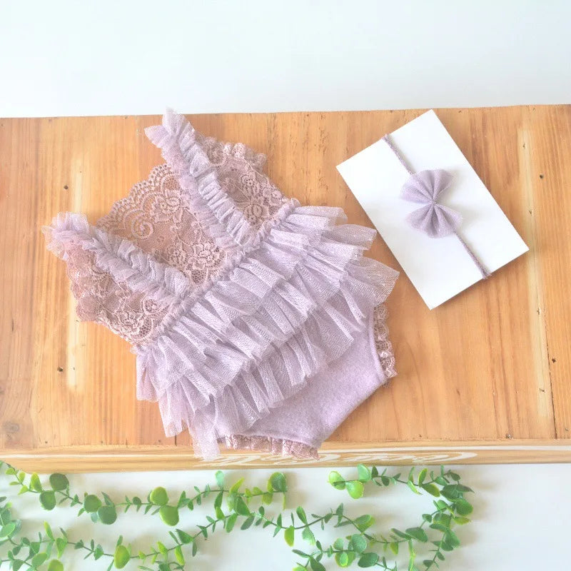 Newborn Baby Girl Lace Romper Princess Photography Outfit