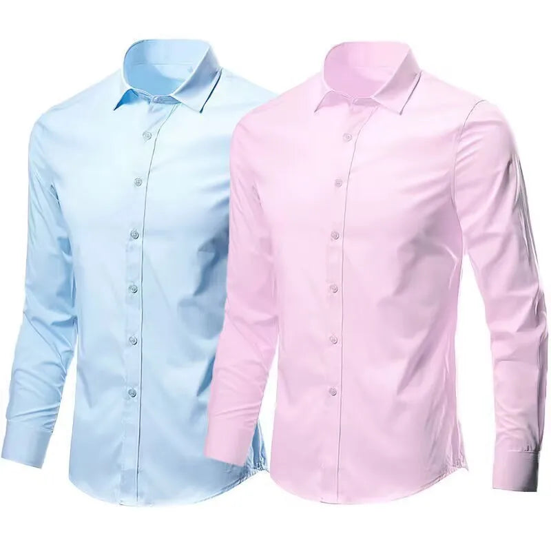 Mens Anti-Wrinkle Dress Shirt Stylish Duo