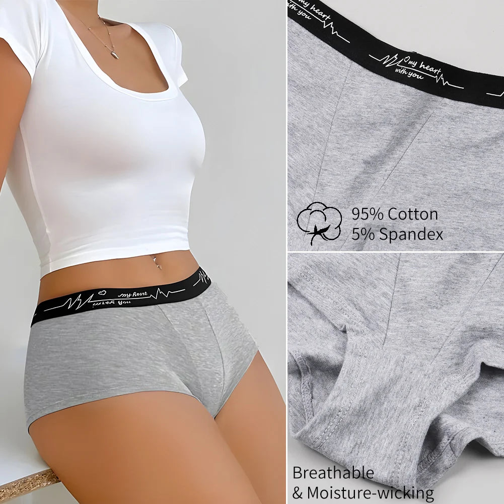 Womens Solid Color Boxer Briefs Set