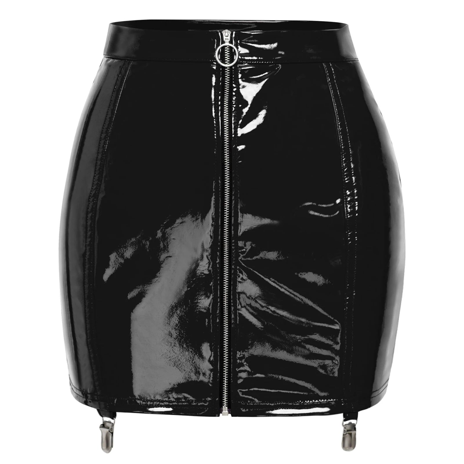 Red Mini Skirt with Zipper Detail