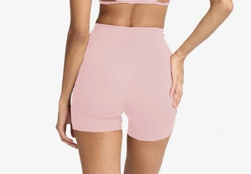 Crisscross Back Padded Sports Bra and High Waist Biker
