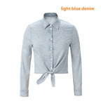 Womens Lightweight Denim Wrap Blouse and Slip Dress Set