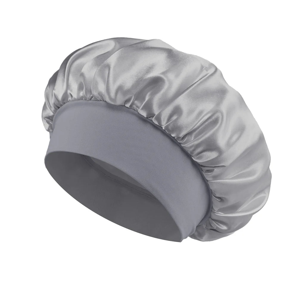 Satin Solid Wide - Brim Night Sleeping and Bathing Hair Care Bonnet