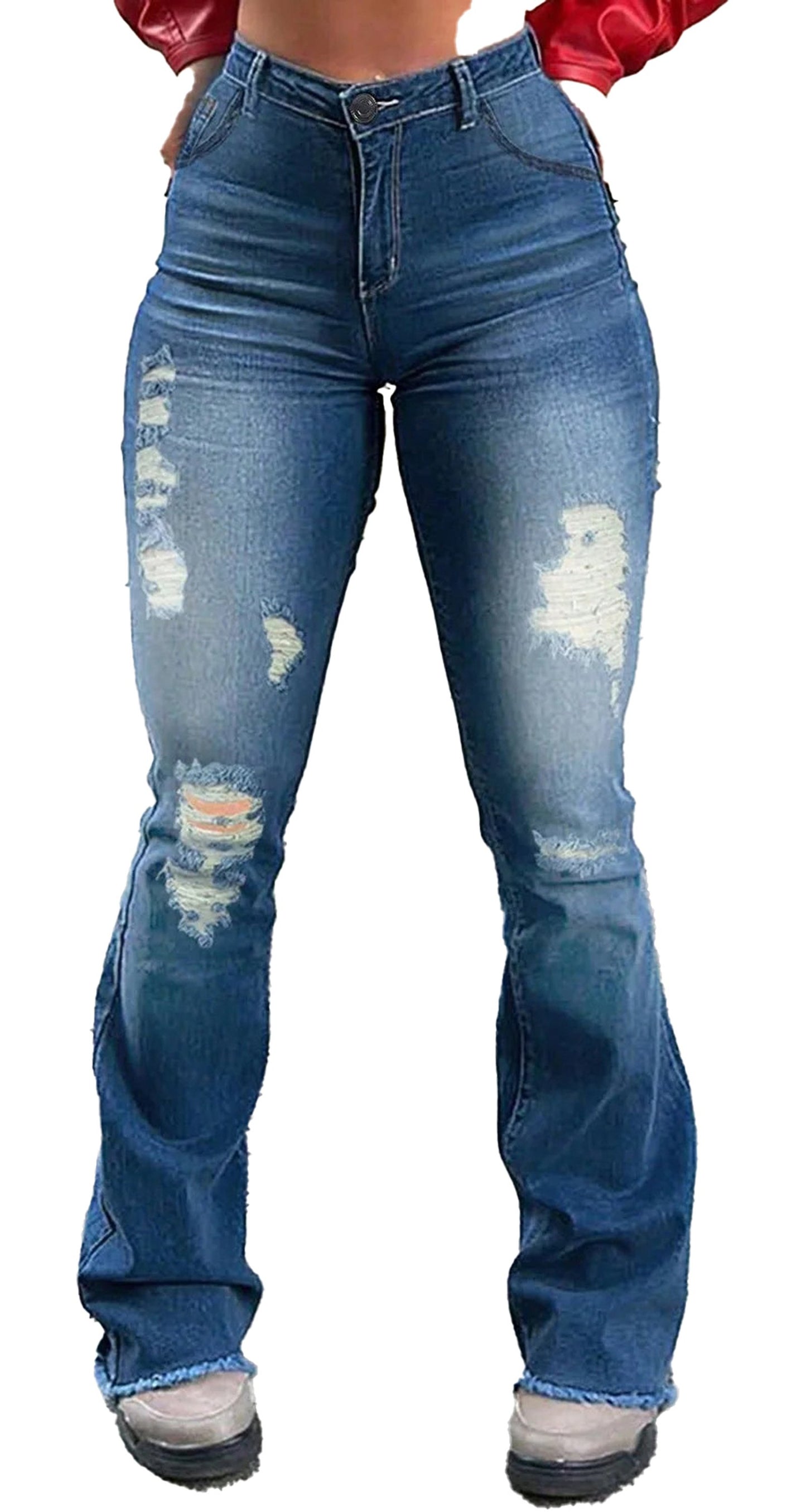 High Waisted Ripped Jeans For Women
