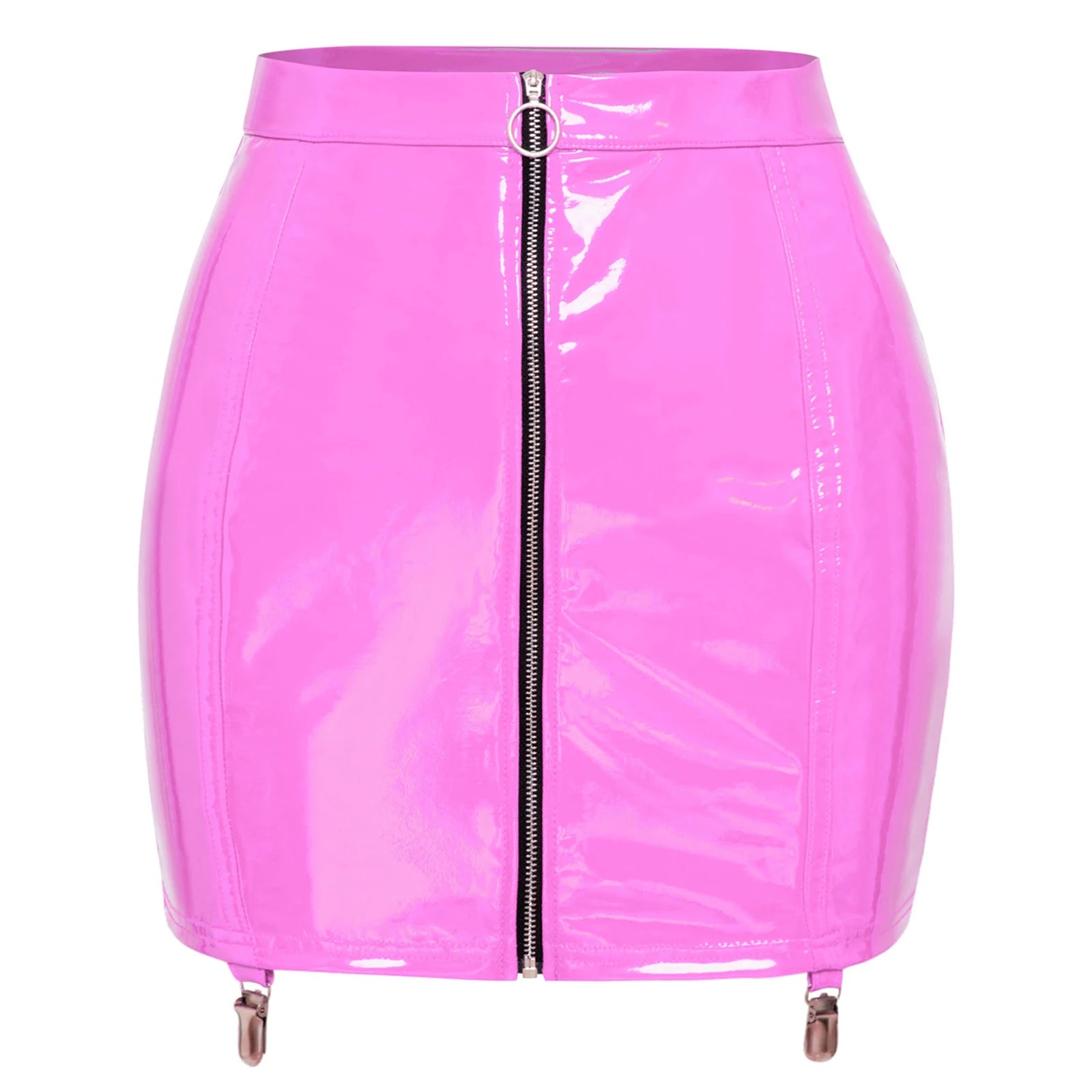 Red Mini Skirt with Zipper Detail