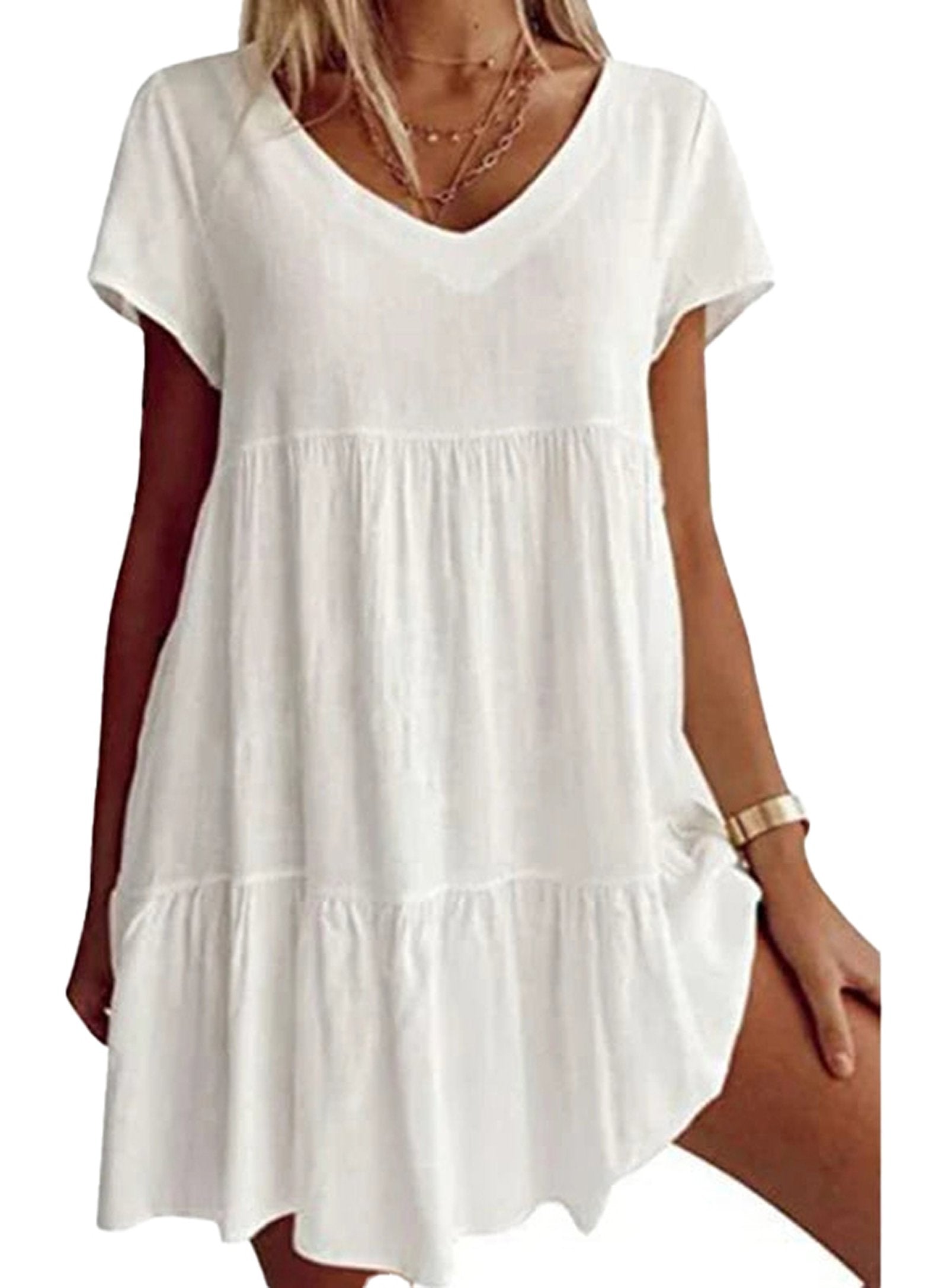 Womens V-Neck Mini Dress In Various Colors