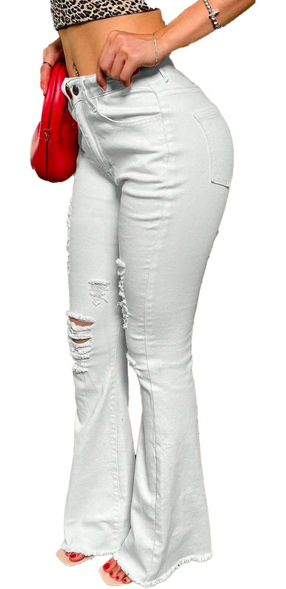 High Waisted Ripped Jeans For Women