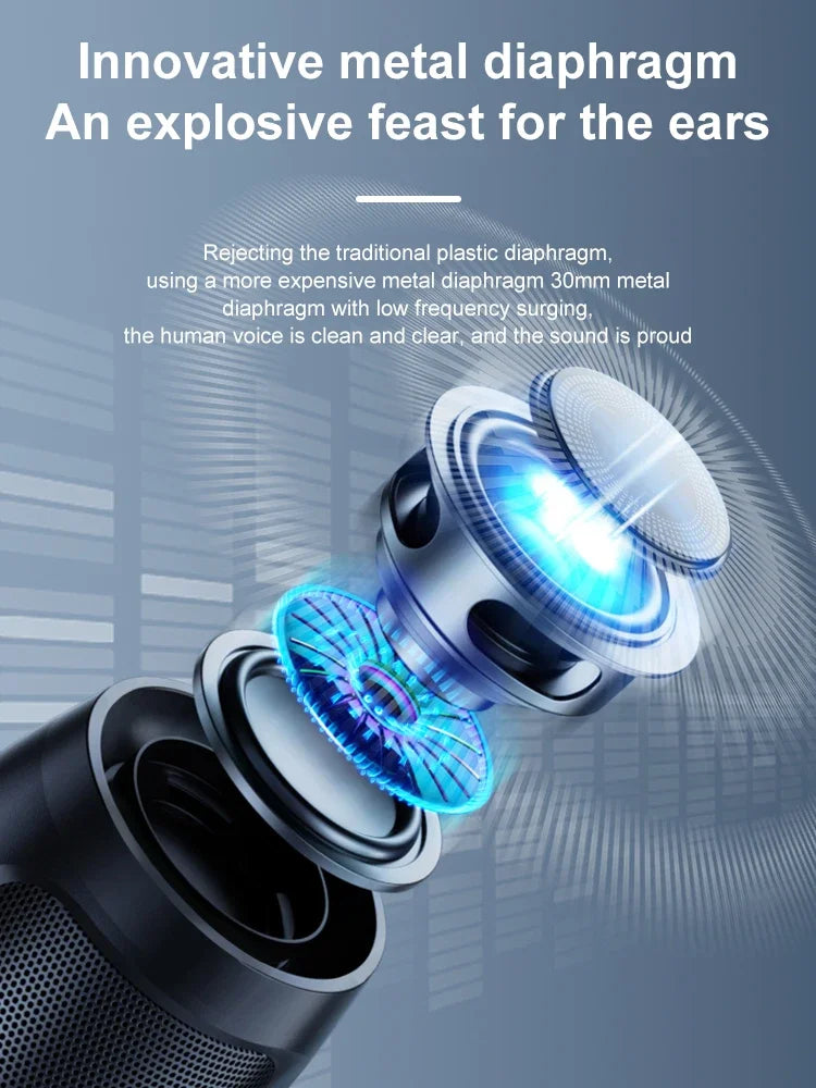 Innovative metal diaphragm in a portable wireless speaker with bluetooth for clear sound quality