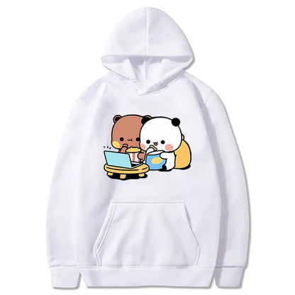 Detail of Cute Cartoon Panda Hoodie for Couples