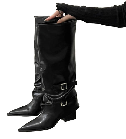 Womens Pointed Toe Knee High Boots