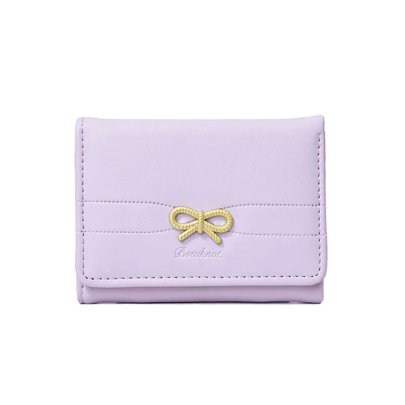 Cute Bow Small Wallet Aesthetic Card Holder Classic Three Fold Purse