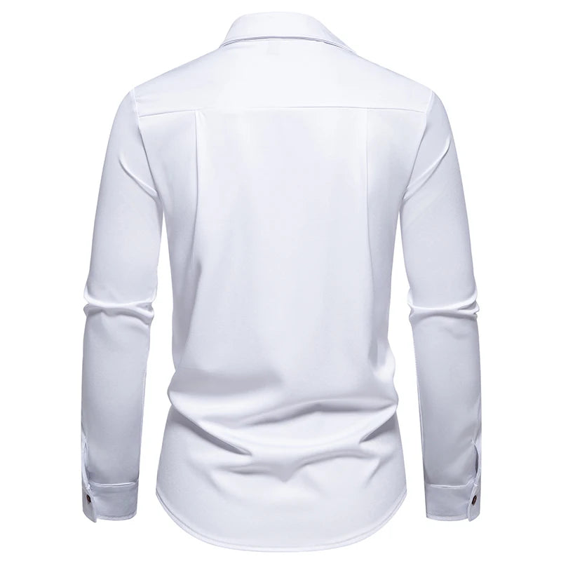 Mens Oblique Button Dress Shirt