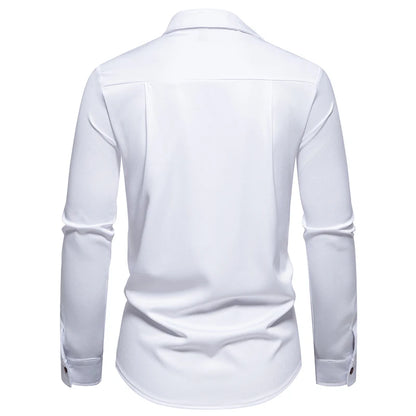 Mens Oblique Button Dress Shirt