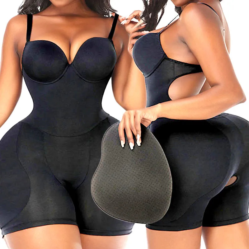 Padded Hip Enhancer and Butt Lifter Body Shaper Jumpsuit