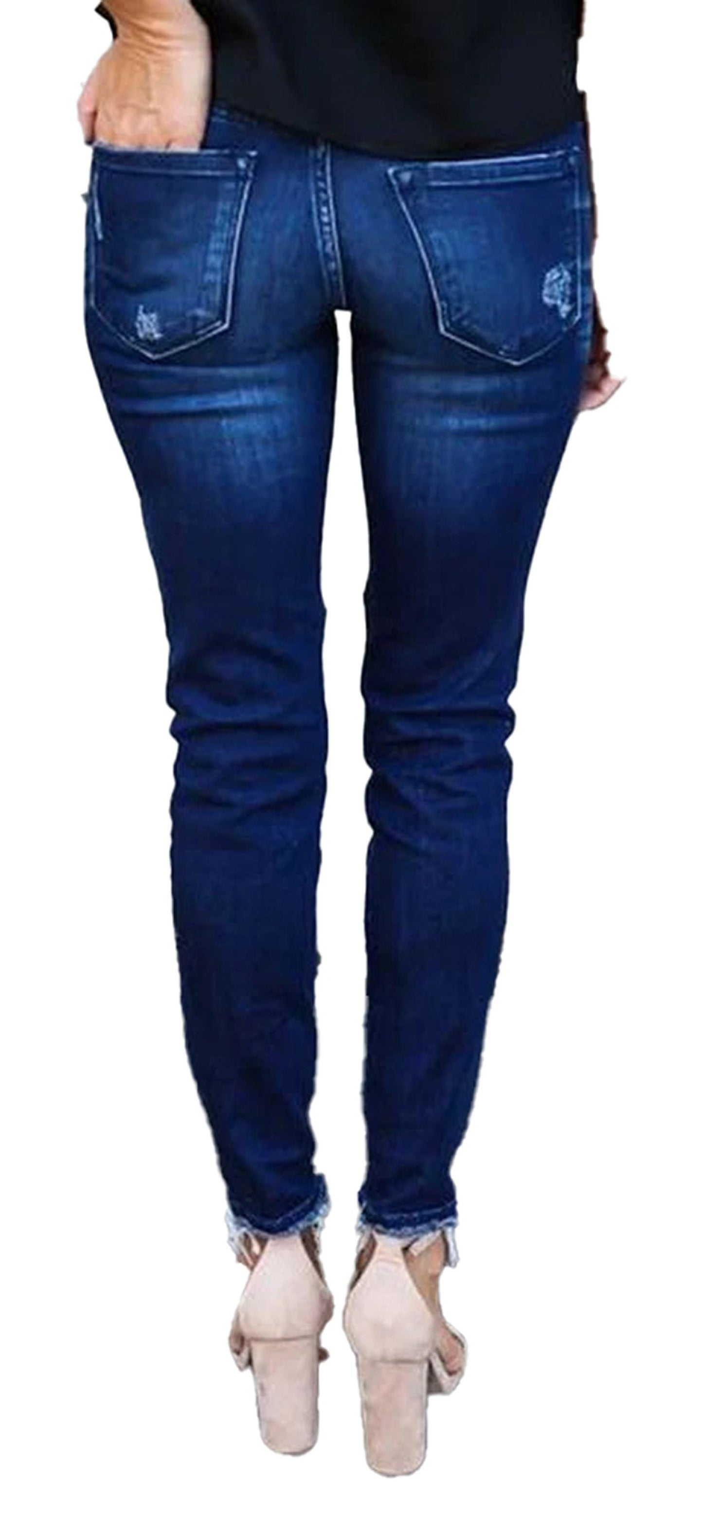 Womens High Waist Ripped Skinny Jeans
